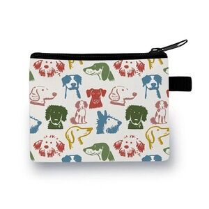 Dog Print Zipper Pouch Colorful‎ Dog Breeds Coin Purse Small Makeup Bag